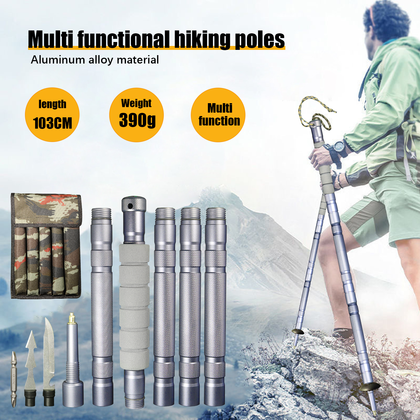 Mountain Biking Gifts - Multi-functional survival tool Dismountable 5 Sections