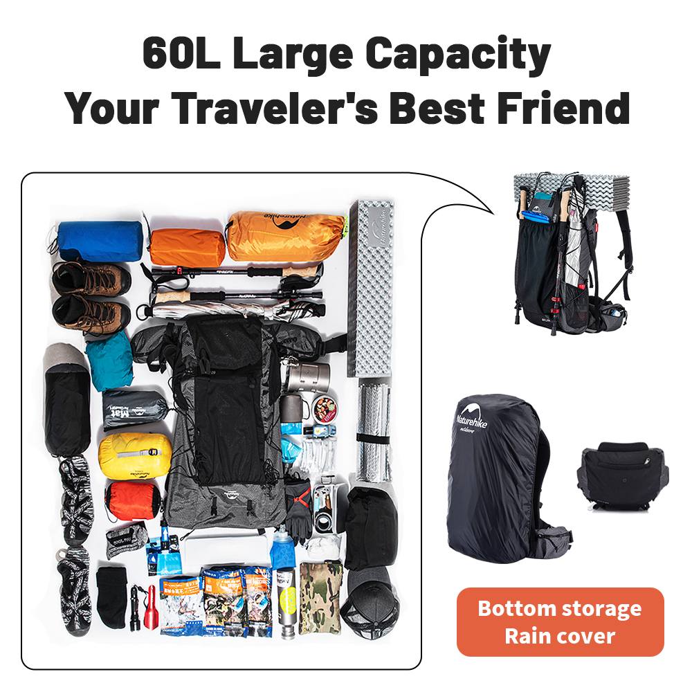 Naturehike Camping Backpack 60 - đánh giá và giá Mountain Biking Backpack