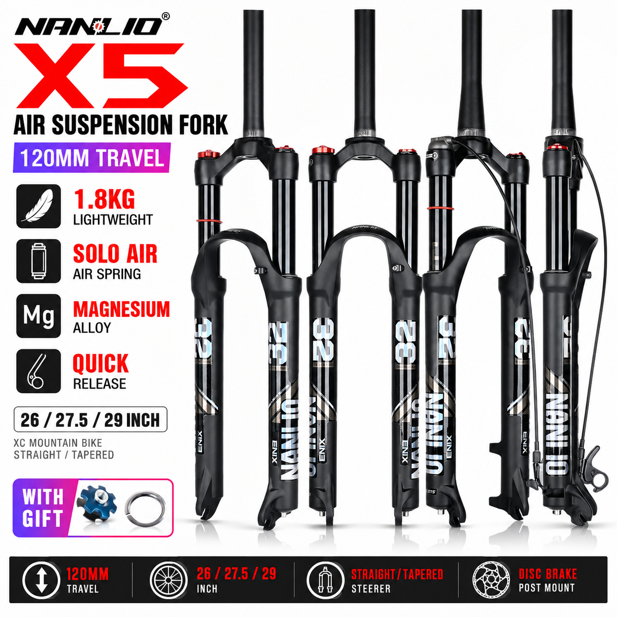 Nanlio X5 Air Suspension Fork  - đánh giá và giá Mountain Biking Gifts